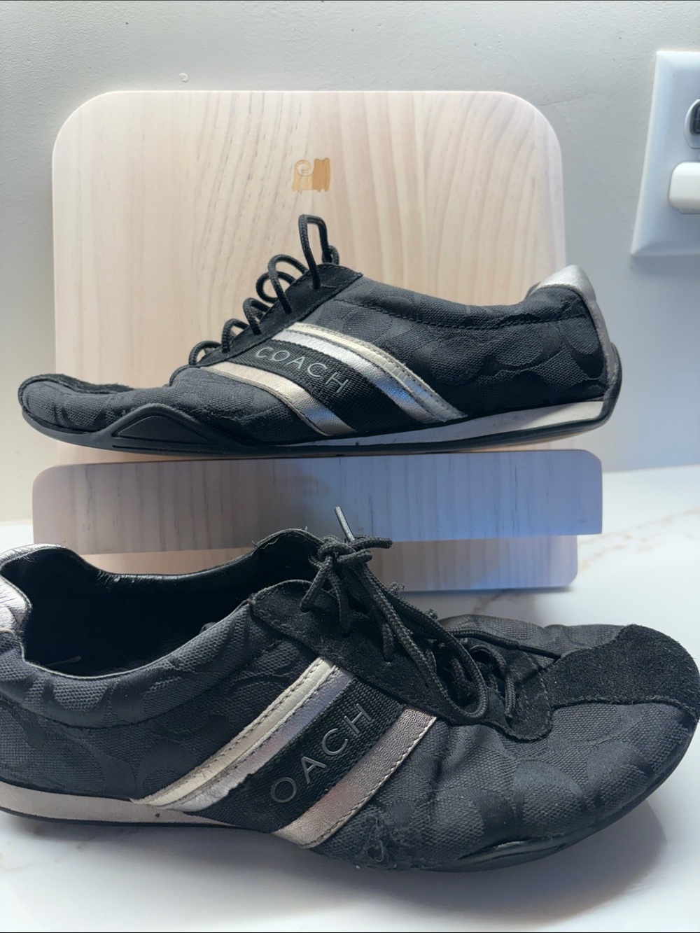 Black Sneakers with Silver Accents